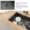 Aqucubic Gunmetal Black Handmade 304 Stainless Steel Undermount Kitchen Sink with Accessories and faucet