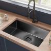 Aqucubic Gunmetal Black Handmade 304 Stainless Steel Undermount Kitchen Sink with Accessories and faucet