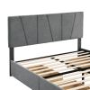 Queen Size Upholstery Platform Bed with Four Drawers on Two Sides, Adjustable Headboard