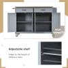 Kitchen Island Cart with Solid Wood Top and Locking Wheels,54.3 Inch Width,4 Door Cabinet and Two Drawers,Spice Rack, Towel Rack (Grey Blue)