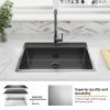 Aqucubic Gunmetal Black CUPC Handmade 304 Stainless Steel Topmount Kitchen Sink with Accessories and faucet