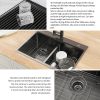 Aqucubic Gunmetal Black CUPC Handmade 304 Stainless Steel Topmount Kitchen Sink with Accessories and faucet