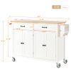 Kitchen Island Cart with Solid Wood Top and Locking Wheels,54.3 Inch Width,4 Door Cabinet and Two Drawers,Spice Rack, Towel Rack (White)