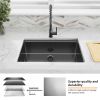 Aqucubic Gunmetal Black Handmade 304 Stainless Steel Undermount Kitchen Sink with Accessories and faucet