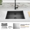 Aqucubic Gunmetal Black Handmade 304 Stainless Steel Undermount Kitchen Sink with Accessories and faucet