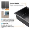 Aqucubic Gunmetal Black Handmade 304 Stainless Steel Undermount Kitchen Sink with Accessories and faucet