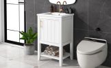 20" Bathroom Vanity with Sink, Bathroom Cabinet with Soft Closing Door, Storage Rack and Open Shelf