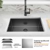 Aqucubic Gunmetal Black Handmade 304 Stainless Steel Undermount Kitchen Sink with Accessories and faucet