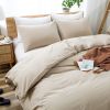 100% Washed Cotton Duvet Cover Set, Durable Fade-Resistant Natural Bedding Set (No Comforter)